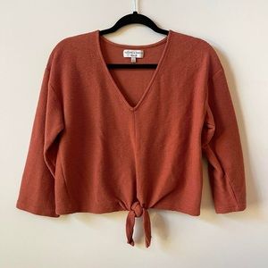 Madewell Texture & Thread Tie Front Top in Rust